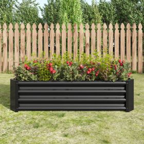 Metal Raised Garden Bed, Rectangle Raised Planter 4√ó2√ó1ft for Flowers Plants, Vegetables Herb Veezyo Black