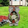 [only for pickup with a prepaid label]Garden Statue Owl Figurines,Solar Powered Resin Animal Sculpture with 5 Led Lights for Patio,Lawn, Garden Decor