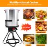 30 Qt. Aluminum Turkey Deep Fryer Pot with Injector Thermometer Kit and 54, 000 BTU Outdoor Propane Stove Burner Stand for 20 Lbs Turkey