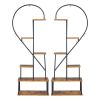 Artisasset 2pcs 6 Layers Half Heart Iron Wood Suitable For Garden Balcony Patio Lawn Home Decoration Plant Stand Flower Pot Stand Iron Flower Stand Bl