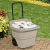 15 Gallon Resin Rolling Lawn and Utility Cart with Retractable Handle