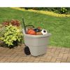 15 Gallon Resin Rolling Lawn and Utility Cart with Retractable Handle