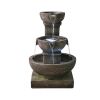 16inches Outdoor Water Fountain with LED Light - Modern Curved Indoor-Outdoor Waterfall Fountain 5-Tier Cascading Bowl Zen Fountain for Outdoor Space