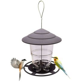 Outdoor garden hanging hummingbird feeder; retractable hummingbird feeder; bird feeder (Color: Brown-2)