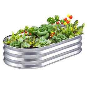 VEVOR Raised Garden Bed, Galvanized Metal Planter Box, Outdoor Planting Boxes with Open Base, for Growing Flowers/Vegetables/Herbs in Backyard/Garden/ (size: 47.2x23.6x11.8 inch)