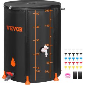 VEVOR Collapsible Rain Barrel, 100 Gallon Large Capacity, PVC Rainwater Collection System Including Spigots and Overflow Kit, Portable Water Tank Stor (Capacity: 53 Gal)