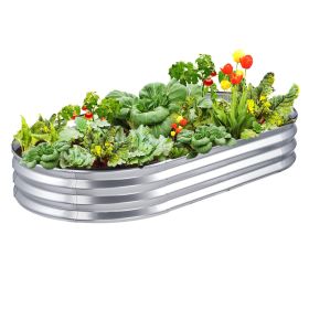 VEVOR Raised Garden Bed, Galvanized Metal Planter Box, Outdoor Planting Boxes with Open Base, for Growing Flowers/Vegetables/Herbs in Backyard/Garden/ (size: 70.9x35.4x11.8 inch)