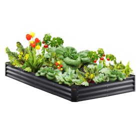 VEVOR Raised Garden Bed, Galvanized Metal Planter Box, Outdoor Planting Boxes with Open Base, for Growing Flowers/Vegetables/Herbs in Backyard/Garden/ (size: 94.5x47.2x11.8 inch)