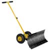 Adjustable Handle Outdoor Blade Rolling Snow Pusher Shovel With Wheels