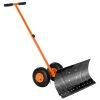 Adjustable Handle Outdoor Blade Rolling Snow Pusher Shovel With Wheels