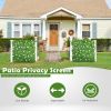 4 Pack Expandable Faux Privacy Fence, Decorative Faux Ivy Greenery Fencing Panel, Artificial Hedges Screen for Balcony Patio Outdoor, with Flower (Sin