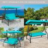 3 Seats Outdoor Swing Hammock with Adjustable Tilt Canopy