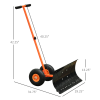 Adjustable Handle Outdoor Blade Rolling Snow Pusher Shovel With Wheels